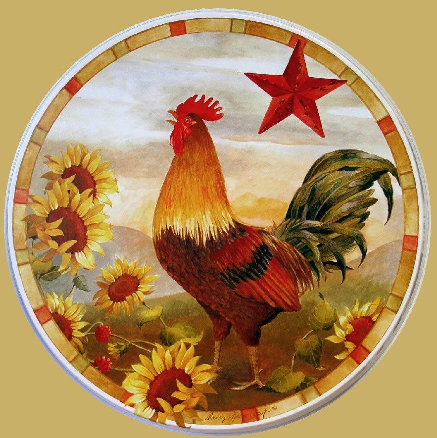 Sunflower Rooster Round Metal Stove Burner Covers Sunflower Rooster Round Metal Stove Burner Covers