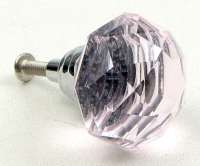 Large Set Of 2 Pink Crystal Glass DrawerDoor Pull