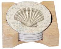 Beach Seashell Coastal Beauty Stone Coaster w/holder