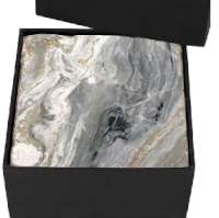 * 4 Cork-Backed Coasters Black-White Quartz Marble