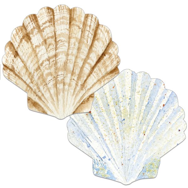 ! 4 Reversible Beach Coastal Plastic Placemats Seashell Shape