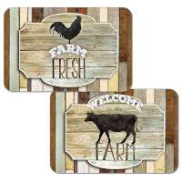 ! 4 Wipe-Clean Plastic Placemats Farmhouse Rooster Farm Fresh ! 4 Wipe-Clean Plastic Placemats Farmhouse Rooster Farm Fresh