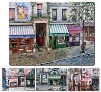 * 4 CorkBack Hardboard Placemats Village Square Cafe * 4 CorkBack Hardboard Placemats Village Square Cafe