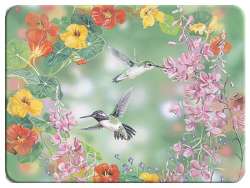 A Country Hummingbird Wildlife Glass Cuttingboard Trivet