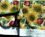5pc Cotton Kitchen Towel-Mitt-Potholder Country Sunflower 5pc Cotton Kitchen Towel-Mitt-Potholder Country Sunflower